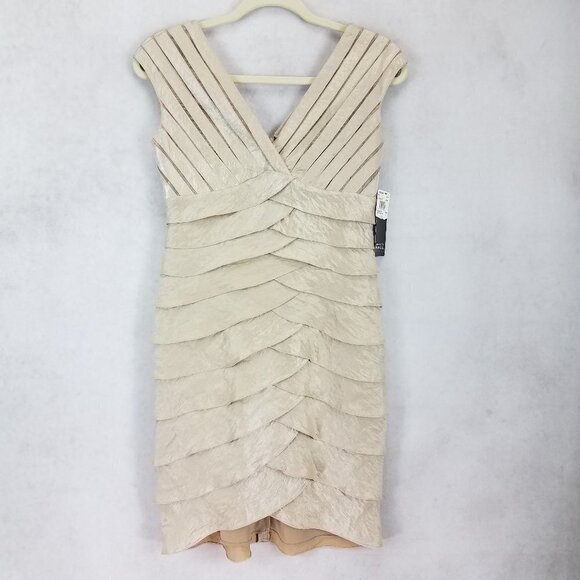 NEW Adrianna Papell Petite 4P Layered Mini Cocktail Dress in Gold - Picture 1 of 12